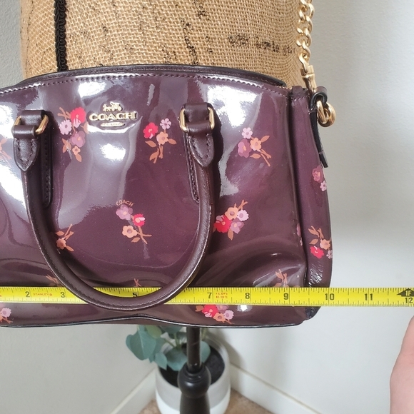 COACH F31395 SAGE CARRYALL Bag Handbag BOUQUET PRINT Purse Oxblood Maroon Small - Picture 7 of 15